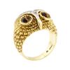 Image 4 : 14KT Yellow Gold 0.65 ctw Tiger's Eye and Diamond Owl Motif Ring