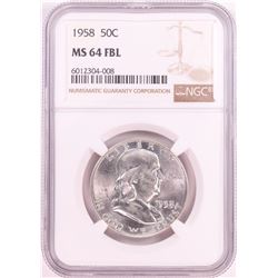 1958 Franklin Half Dollar Coin NGC MS64FBL