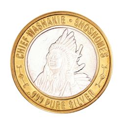.999 Silver Chief Washakie $10 Casino Limited Native American Series Gaming Token