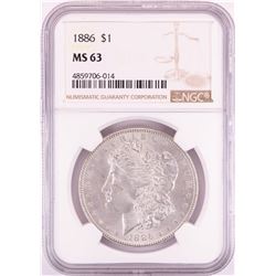 1886 $1 Morgan Silver Dollar Coin NGC MS63