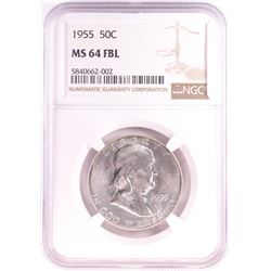 1955 Franklin Half Dollar Coin NGC MS64FBL