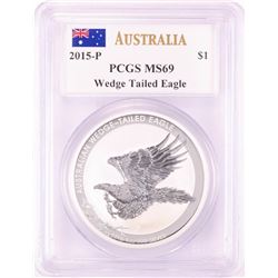 2015-P $1 Australian Wedge Tailed Eagle Silver Coin PCGS MS69 Mercanti Signature