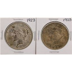 Lot of (2) 1923 $1 Peace Silver Dollar Coins