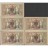 Image 2 : Lot of (5) Consecutive 1910 Germany 1,000 Mark Currency Notes