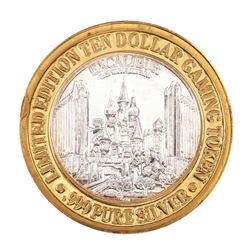 .999 Fine Silver Excalibur Las Vegas, Nevada $10 Limited Edition Gaming Token