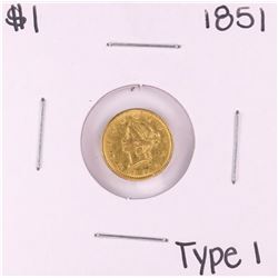 1851 $1 Type 1 Liberty Head Gold Dollar Coin