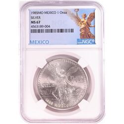 1985Mo Mexico 1 Onza Libertad Silver Coin NGC MS67