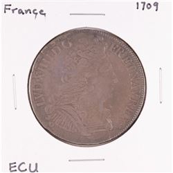 1709 France Louis XIV ECU Silver Coin