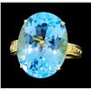 Image 1 : 14KT Yellow Gold Ladies 22.50 ctw Blue Topaz Ring