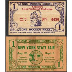 Lot of Knoxville's Sesqui-Centennial Celebration and New York State Fair Wooden Nickels