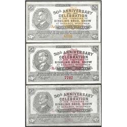 Lot of 1933 50th Anniversary Ringling Bros Show 5/10/15 Cents Baraboo, WI Obsolete Scrips
