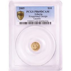 2005 Proof $10 Liberia Krugerrand Gold Coin PCGS PR69DCAM