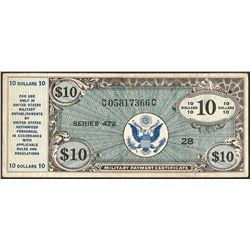 Series 472 $10 Military Payment Certificate Note