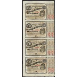 Uncut Sheet of (4) State of Louisiana Baby Bond Obsolete Notes
