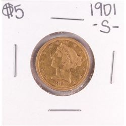 1901-S $5 Liberty Head Half Eagle Gold Coin