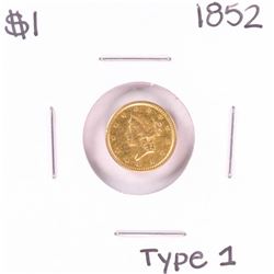 1852 Type 1 $1 Liberty Head Gold Dollar Coin
