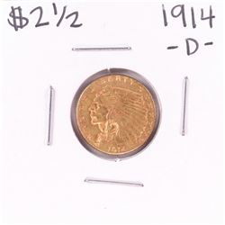 1914-D $2 1/2 Indian Head Quarter Eagle Gold Coin
