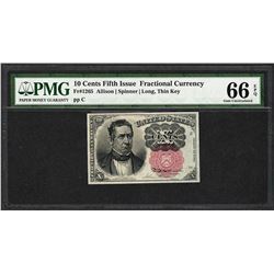1874 10 Cent Fifth Issue Fractional Currency Note Fr.1265 PMG Gem Uncirculated 66EPQ