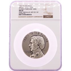 1967 William H. Seward Alaska Purchase 200th Silver 64mm Medal NGC MS66