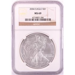 2004 $1 American Silver Eagle Coin NGC MS69