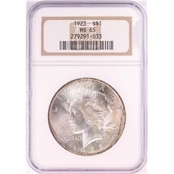 1923 $1 Peace Silver Dollar Coin NGC MS65