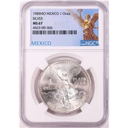 1985Mo Mexico 1 Onza Libertad Silver Coin NGC MS67