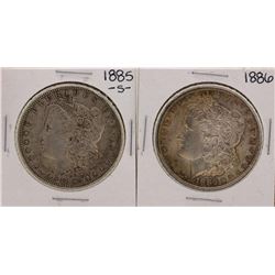 Lot of 1885-S & 1886 $1 Morgan Silver Dollar Coins