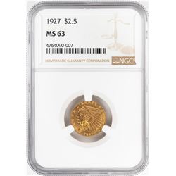 1927 $2 1/2 Indian Head Quarter Eagle Gold Coin NGC MS63