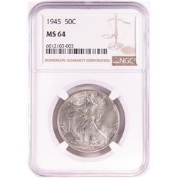 1945 Walking Liberty Half Dollar Coin NGC MS64