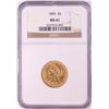 Image 1 : 1895 $5 Liberty Head Half Eagle Gold Coin NGC MS61
