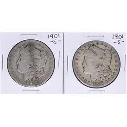 Lot of (2) 1901-S $1 Morgan Silver Dollar Coins