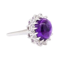 14KT White Gold 5.05 ctw Amethyst And Diamond Ring