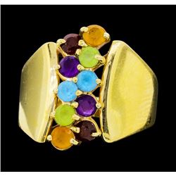14KT Yellow Gold Ladies 1.50 ctw Multi-Color Semi-Precious Gemstone Ring