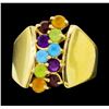 Image 1 : 14KT Yellow Gold Ladies 1.50 ctw Multi-Color Semi-Precious Gemstone Ring