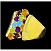 Image 2 : 14KT Yellow Gold Ladies 1.50 ctw Multi-Color Semi-Precious Gemstone Ring