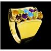 Image 4 : 14KT Yellow Gold Ladies 1.50 ctw Multi-Color Semi-Precious Gemstone Ring