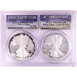 1986-S & 2016-W $1 Proof American Silver Eagle Coin Set PCGS PR69DCAM