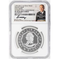 1792-2017 Half Disme 1 oz. Silver Medal NGC PF70 W/Edmund C. Moy Signature