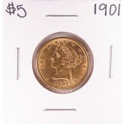 1901 $5 Liberty Head Half Eagle Gold Coin