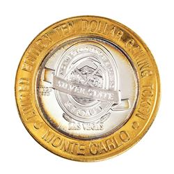 .999 Silver Monte Carlo Las Vegas, Nevada $10 Casino Limited Edition Gaming Token