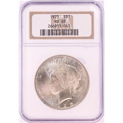 1925 $1 Peace Silver Dollar Coin NGC MS65