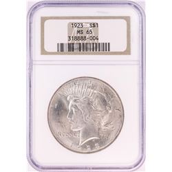 1923 $1 Peace Silver Dollar Coin NGC MS65