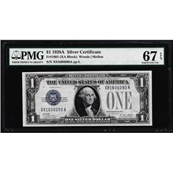 1928A $1 Funnyback Silver Certificate Note Fr.1601 PMG Superb Gem Uncirculated 67EPQ