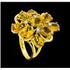 Image 4 : 14KT Yellow Gold Ladies 7.50 ctw Citrine and Diamond Cluster Ring