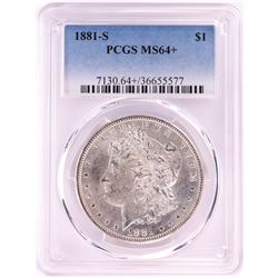 1881-S $1 Morgan Silver Dollar Coin PCGS MS64+
