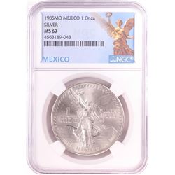 1985Mo Mexico 1 Onza Libertad Silver Coin NGC MS67