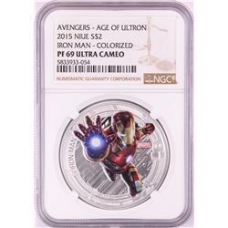 2015 Niue $2 Proof Avengers Age of Ultron Iron Man Silver Coin NGC PF69 Ultra Cameo