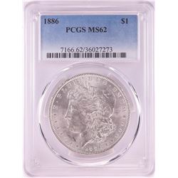 1886 $1 Morgan Silver Dollar Coin PCGS MS62
