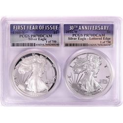 1986-S & 2016-W $1 Proof American Silver Eagle Coin Set PCGS PR70DCAM