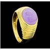 Image 4 : 14KT Yellow Gold Ladies 3.20 ctw Lavender Jade Ring